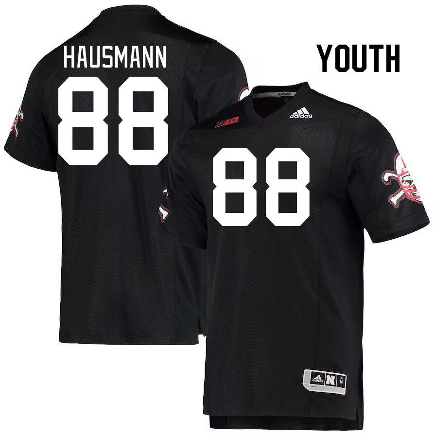 Youth #88 Cooper Hausmann Nebraska Cornhuskers College Football Jerseys Stitched Sale-Black